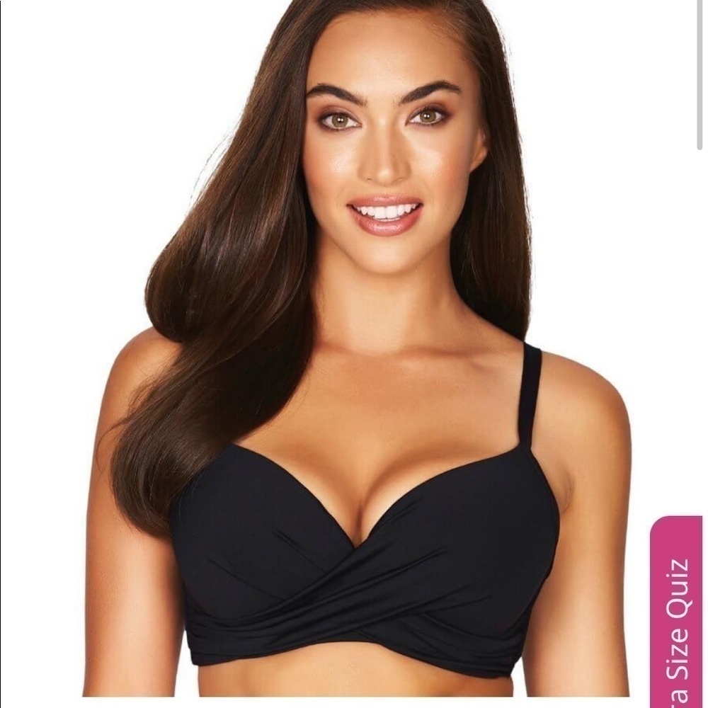 Sea Level black Essentials Cross Front Moulded Underwire Bikini Top US 12 NWOT